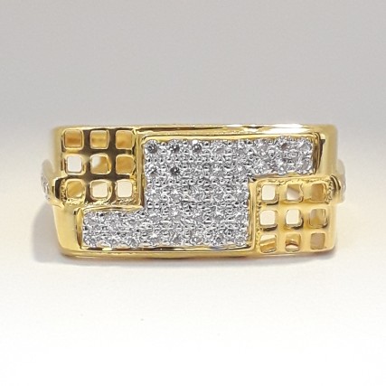 916 cz gold casual ring for men