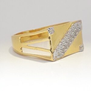 916 cz gold unique men's ring