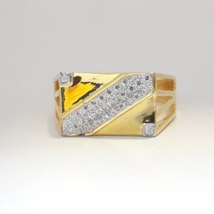 916 cz gold unique men's ring