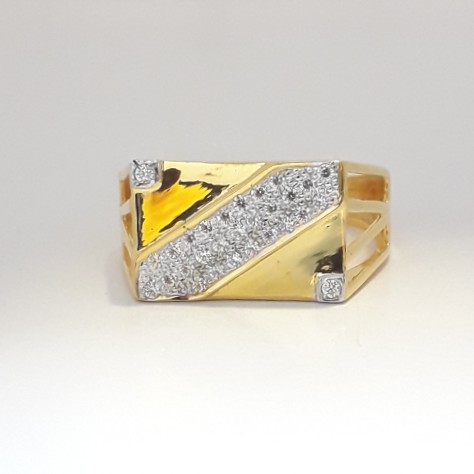 916 cz gold unique men's ring