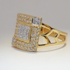 916 cz gold fancy gents ring