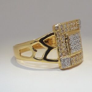 916 cz gold fancy gents ring