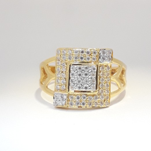 916 cz gold fancy gents ring