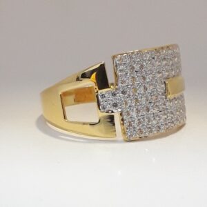 916 cz gold fancy gents ring