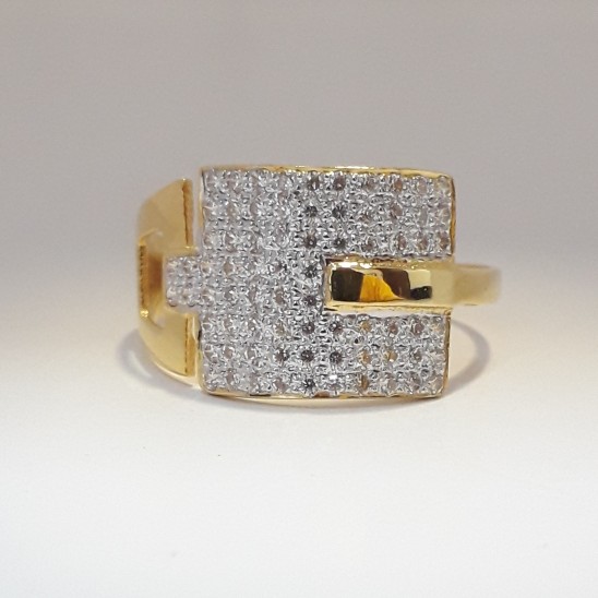 916 cz gold fancy gents ring