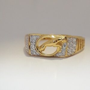 916 cz gold light weight jaguar ring for men