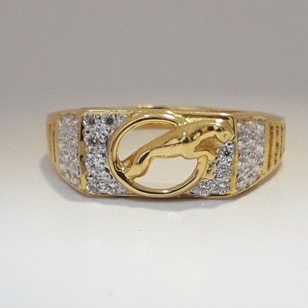 916 cz gold light weight jaguar ring for men