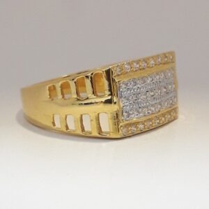 916 cz gold casual ring for men