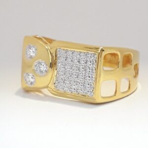 916 cz gold casual gents ring