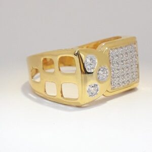 916 cz gold casual gents ring