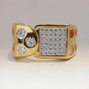 916 cz gold casual gents ring