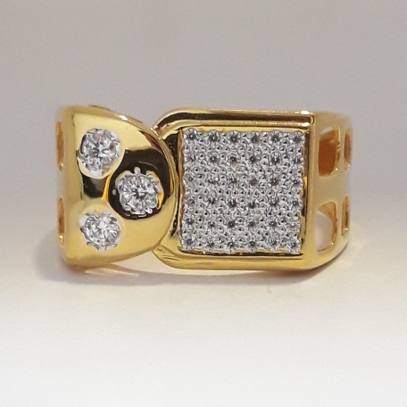 916 cz gold casual gents ring