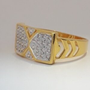 916 cz gold casual ring for men