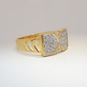916 cz gold casual ring for men