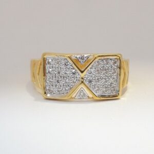 916 cz gold casual ring for men