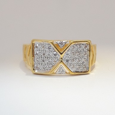 916 cz gold casual ring for men