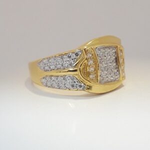 916 cz gold fancy gents ring
