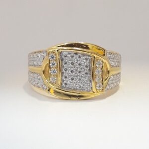 916 cz gold fancy gents ring