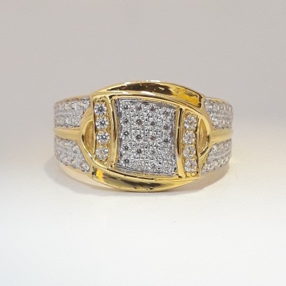 916 cz gold fancy gents ring