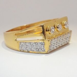 916 cz gold modern gents ring