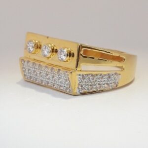 916 cz gold modern gents ring