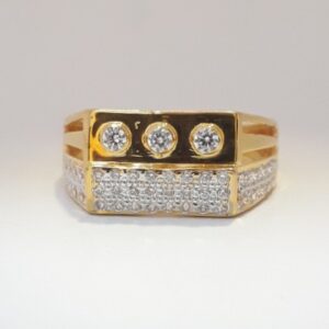 916 cz gold modern gents ring