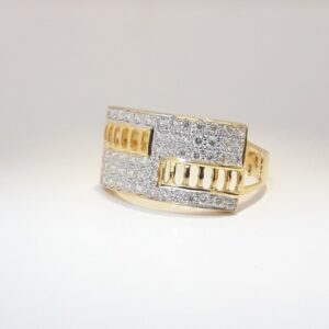 916 cz gold light weight gents ring