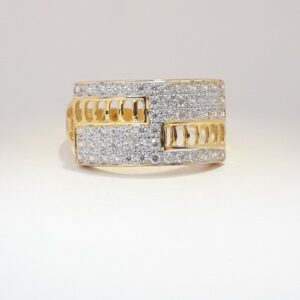 916 cz gold light weight gents ring