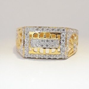916 cz gold gents ring
