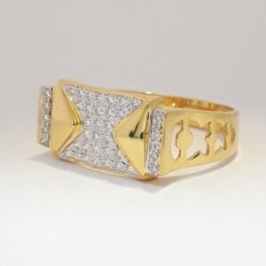 916 cz gold casual ring for men