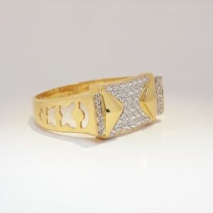 916 cz gold casual ring for men