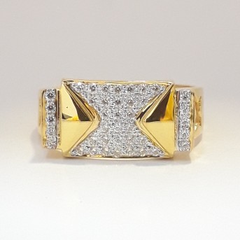 916 cz gold casual ring for men