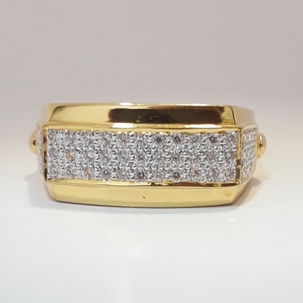 916 cz gold casual gents ring