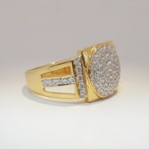 916 cz gold casual ring for men