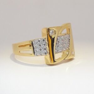 916 cz gold unique gents ring