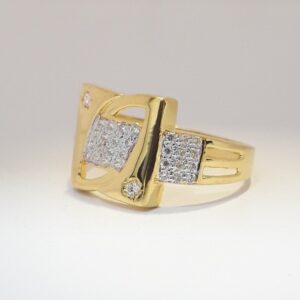 916 cz gold unique gents ring