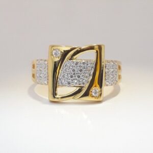 916 cz gold unique gents ring
