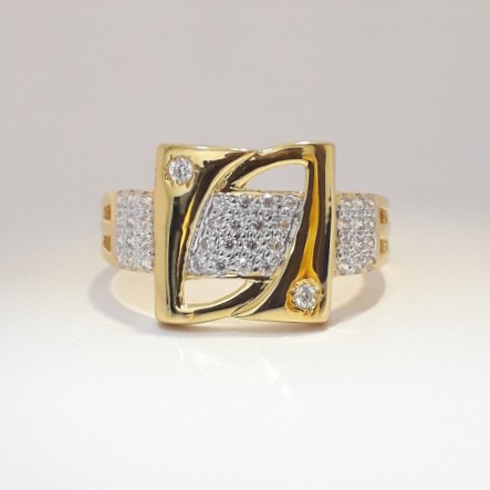 916 cz gold unique gents ring