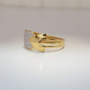 916 cz gold unique gents ring