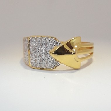 916 cz gold unique gents ring