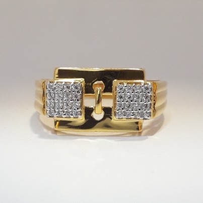 916 cz gold gents ring