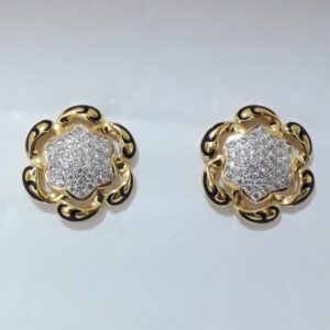 916 Gold carving round earrings