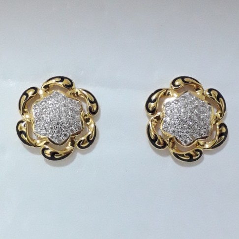 916 Gold carving round earrings