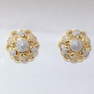 22KT Gold flower round earrings