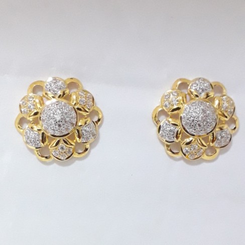 22KT Gold flower round earrings