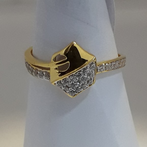 916 Gold hexagon shape ladies ring MJ-ZK7088
