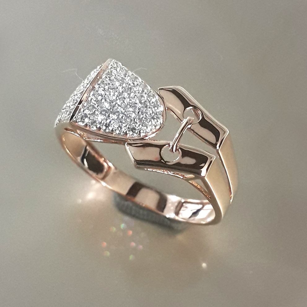 18KT Rose gold cz fancy ring mj-r004