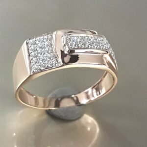 18kt rose gold cz gents ring mj-r002