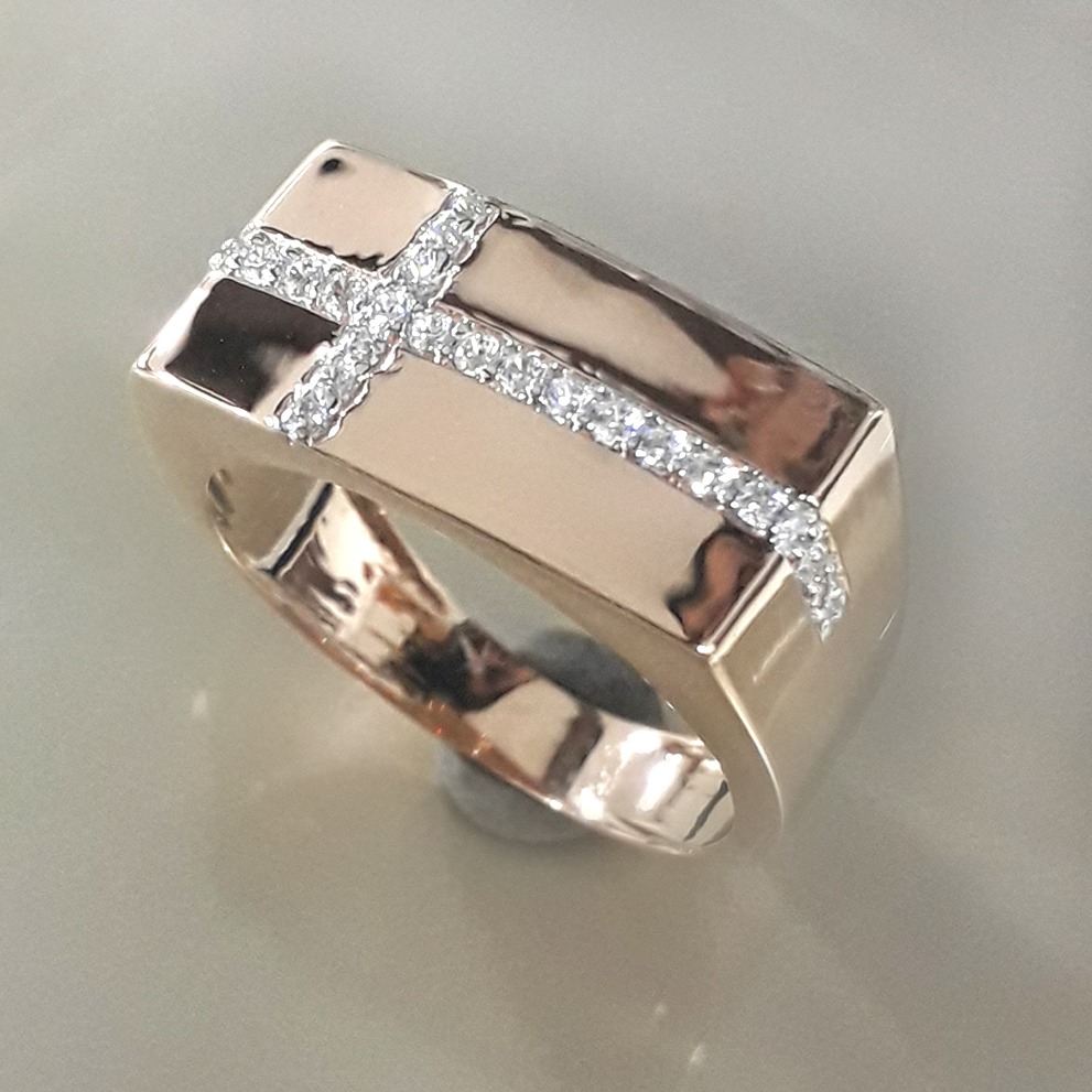 18Kt Rose gold cz ring for men mj-r001