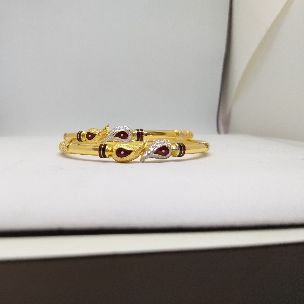 22KT/916 LEAFY DESIGN GOLD  KADLI BANGLE